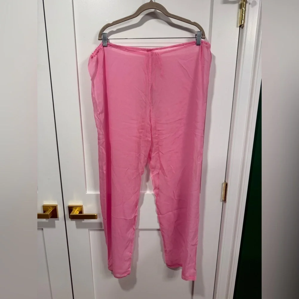 NWT Skims Women’s Hot Pink Crinkle Silk Swim Cover Up Pants - Size XL